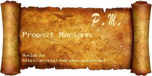 Propszt Mariann névjegykártya