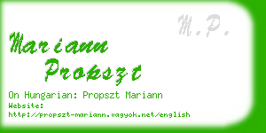 mariann propszt business card